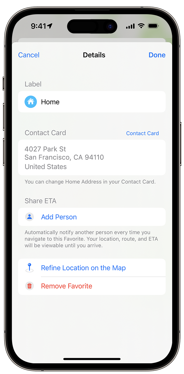 Add Or Change Your Home Address In Maps On Your IPhone Or IPad Apple   Ios 16 Iphone 14 Pro Maps Favorites More Info Refine Location On The Map 