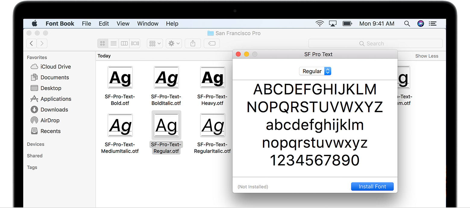 set the default font. on office for mac