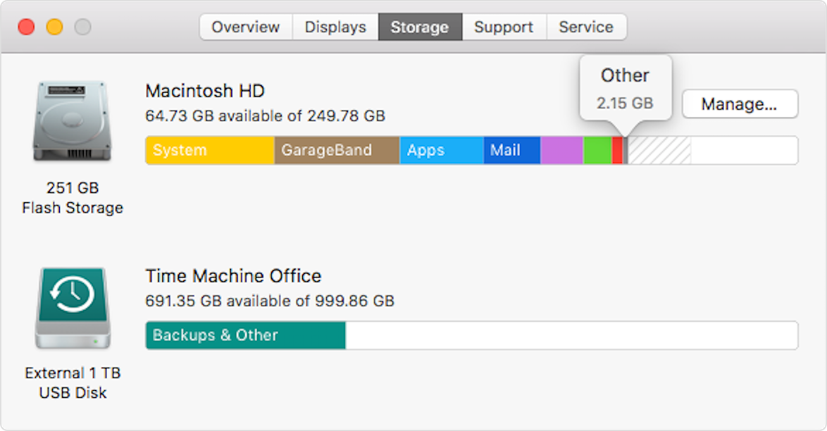 how much storage needed for mac osx high sierra