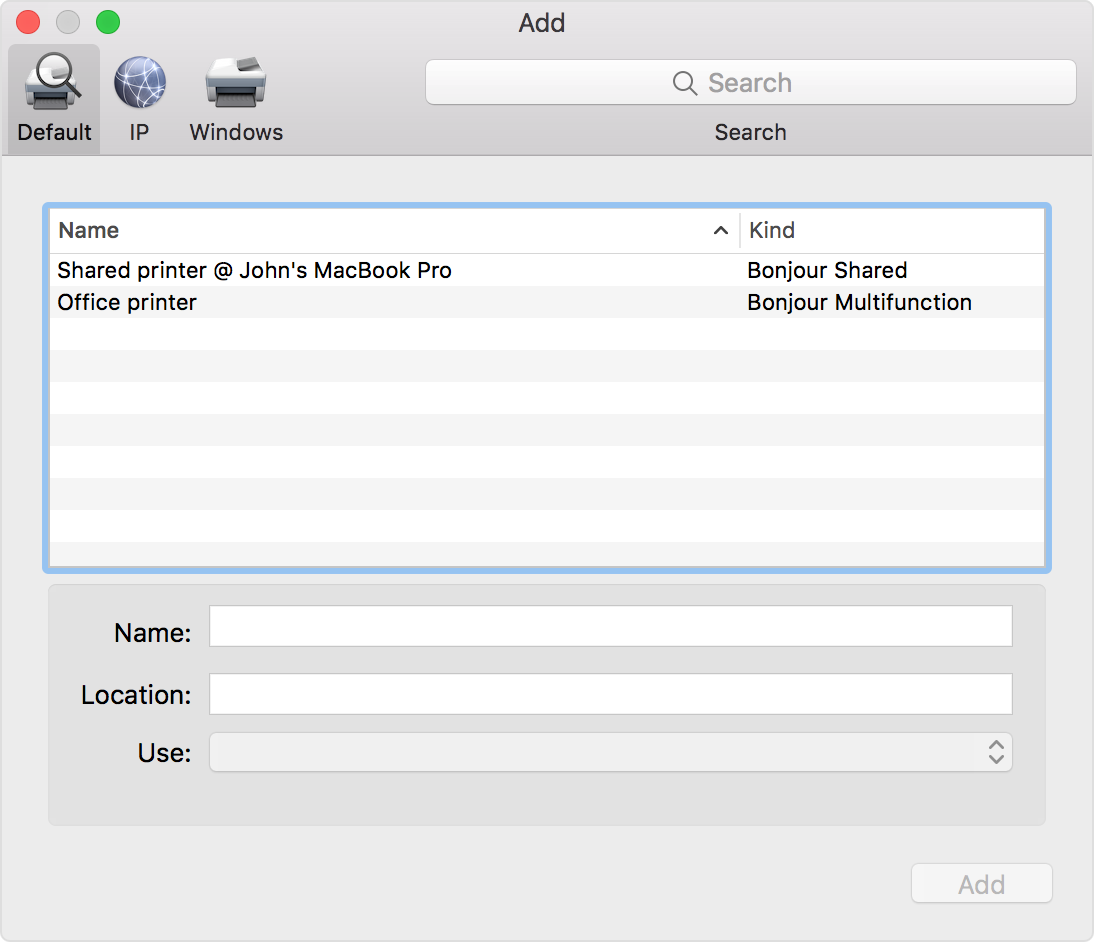 add wireless printer to mac