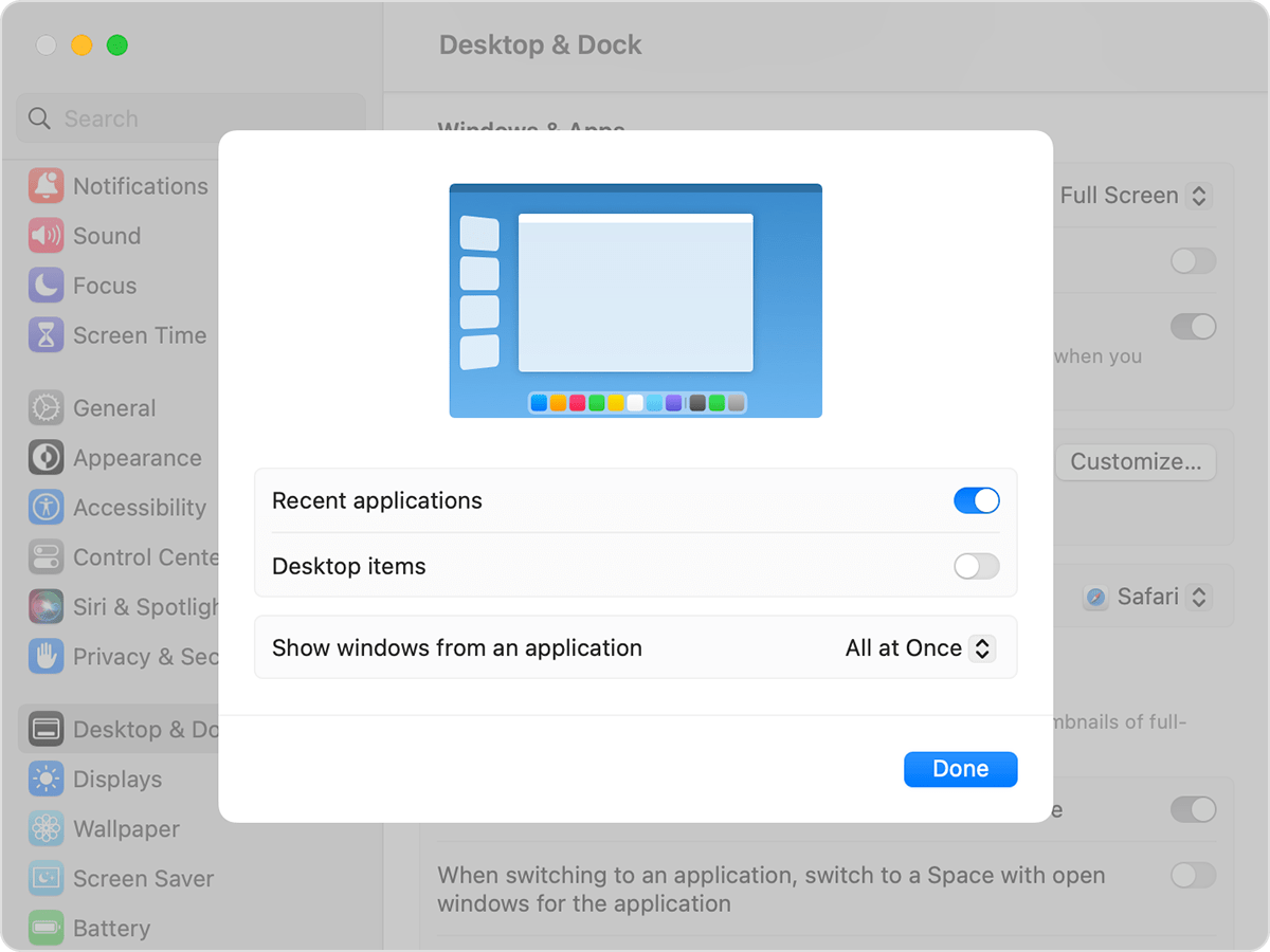 Usar el organizador visual para ordenar apps y ventanas en la Mac - Soporte  técnico de Apple