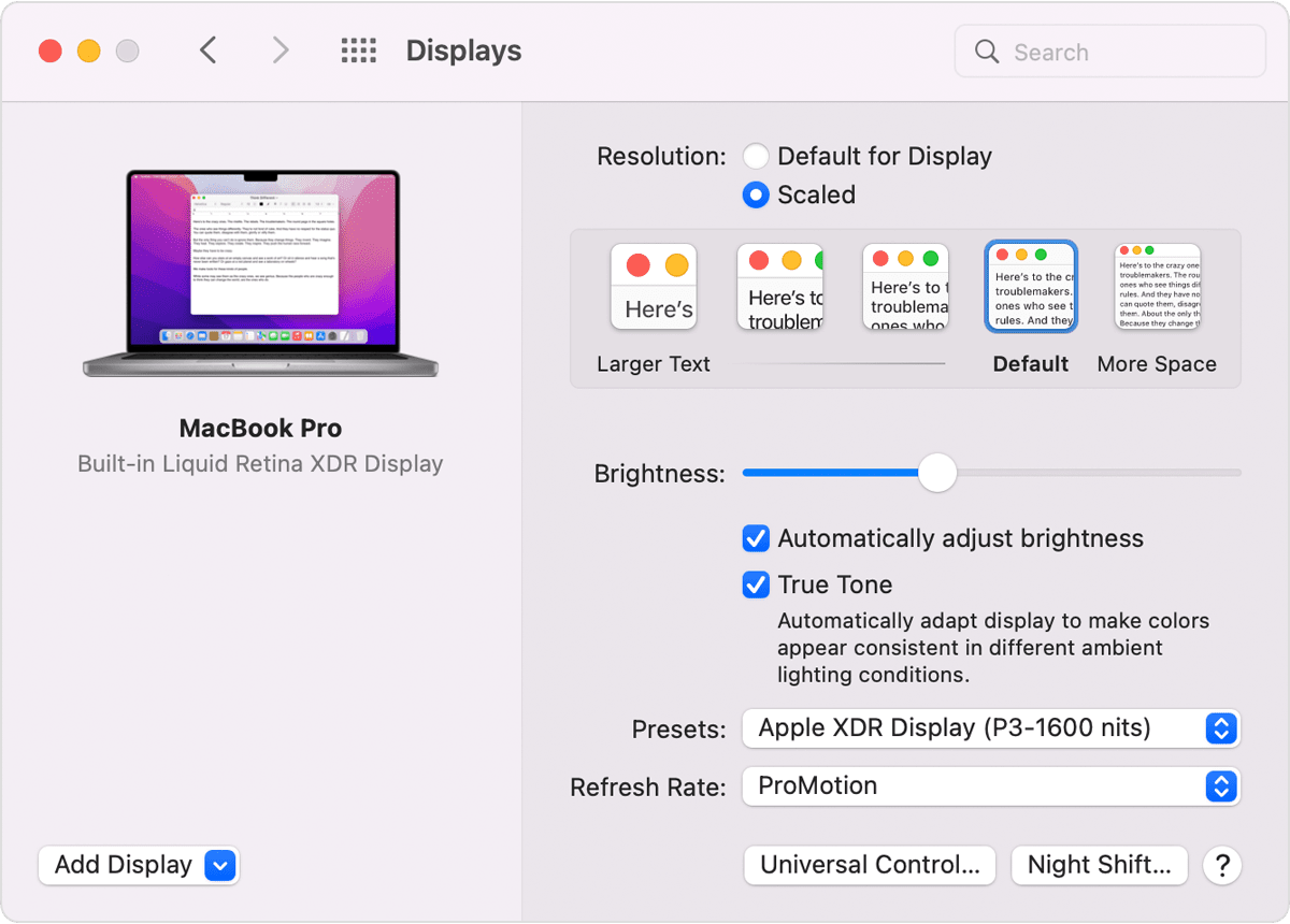 what resolution is retina display macbook pro