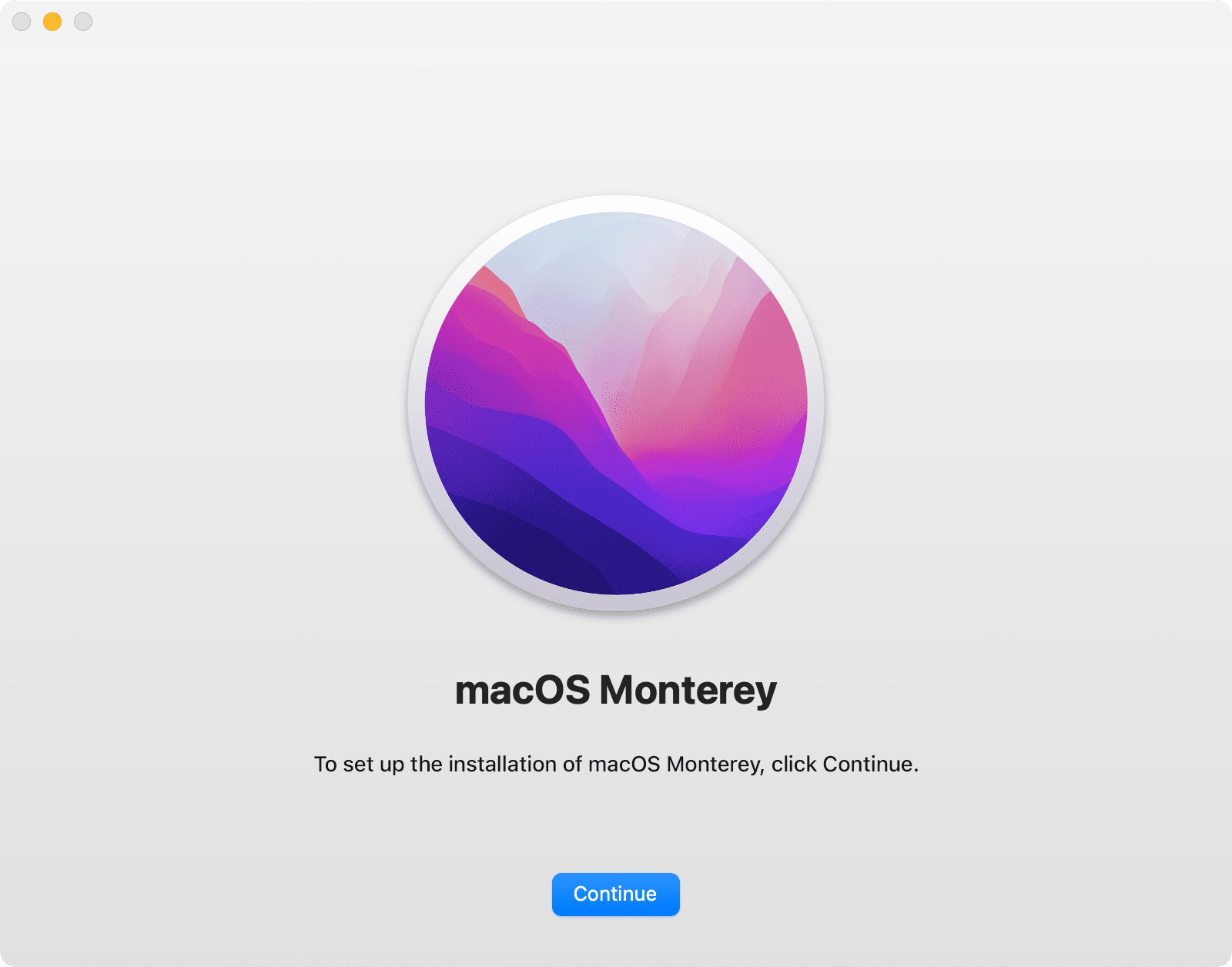 macOS Monterey-Installationsfenster