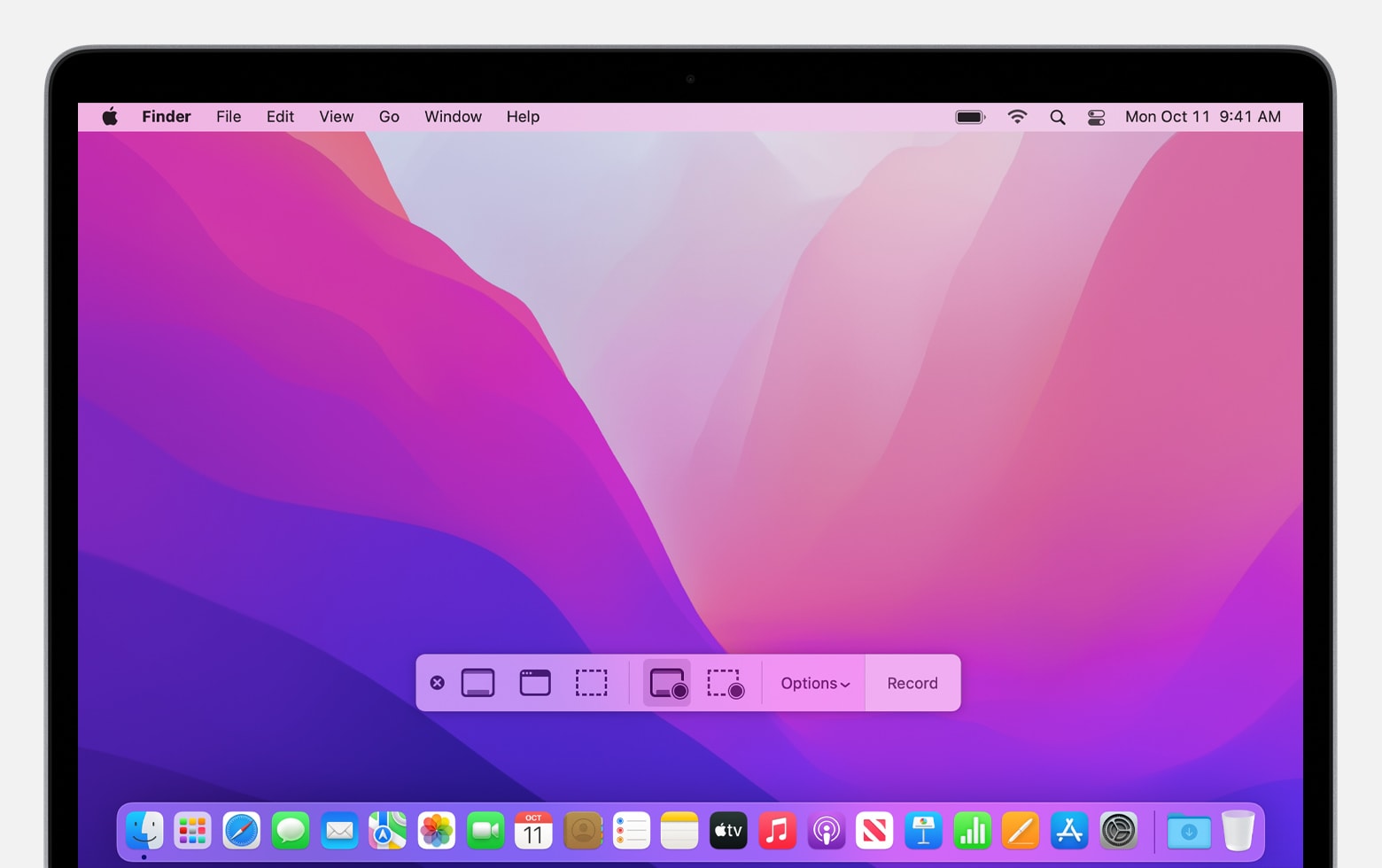 macOS desktop with screenshot toolbar shown
