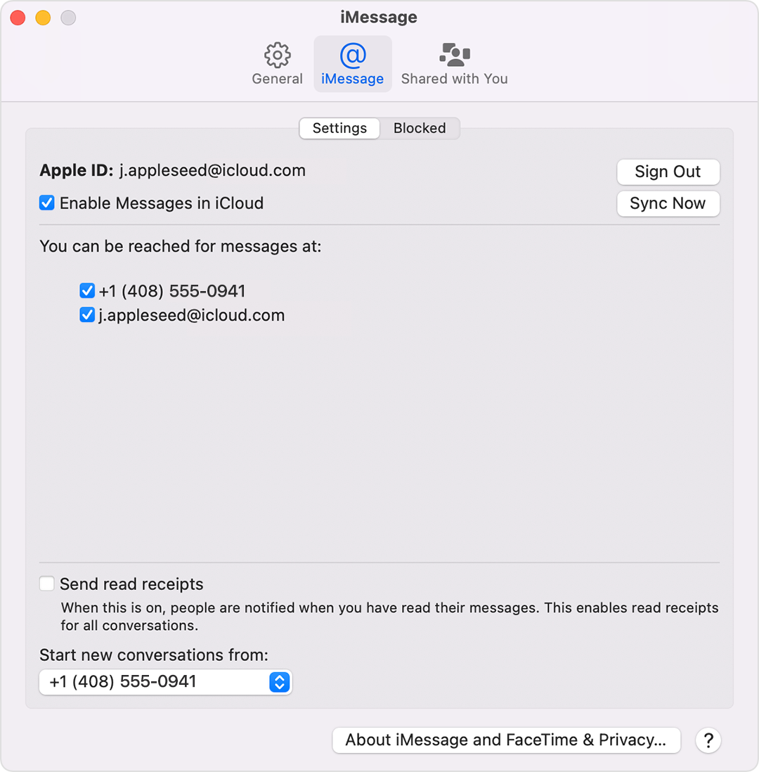 Écran de Mac montrant comment activer ou désactiver votre numéro de téléphone sur votre Mac