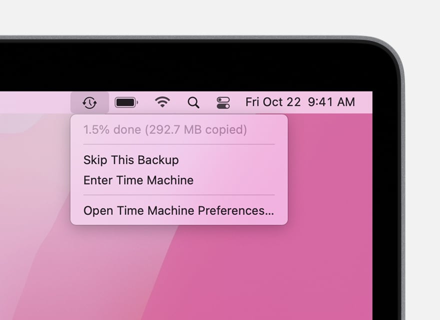 turning on time machine for mac