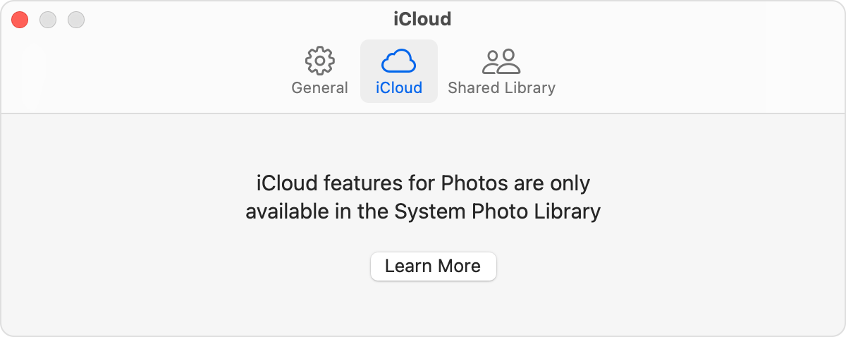 Photos app showing the iCloud tab