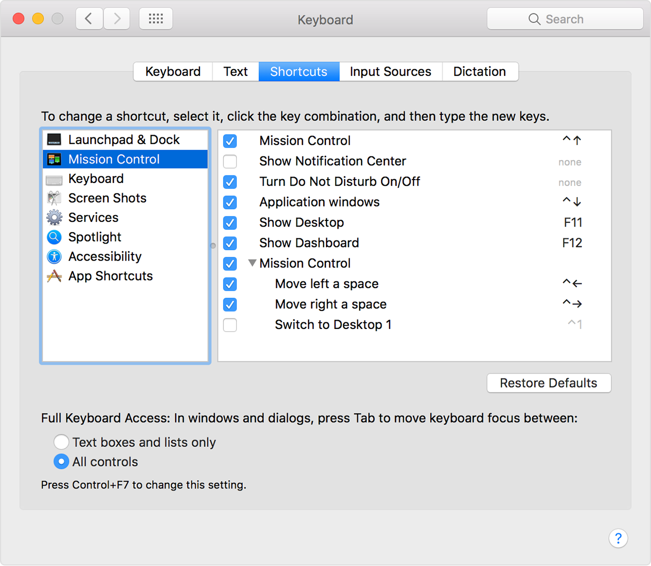 mac shortcut for shift control arrow