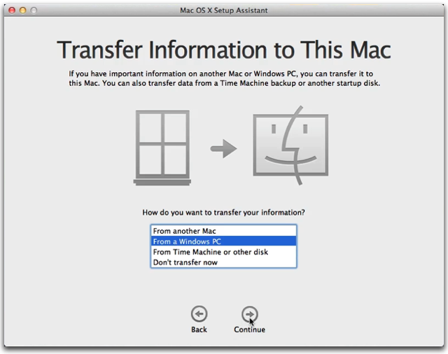 how to transfer information from windows to mac