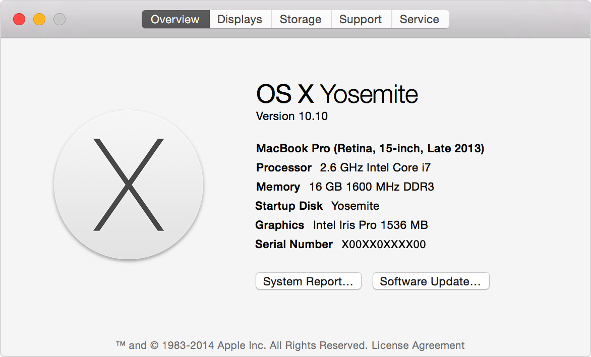 yosemite mac os version number