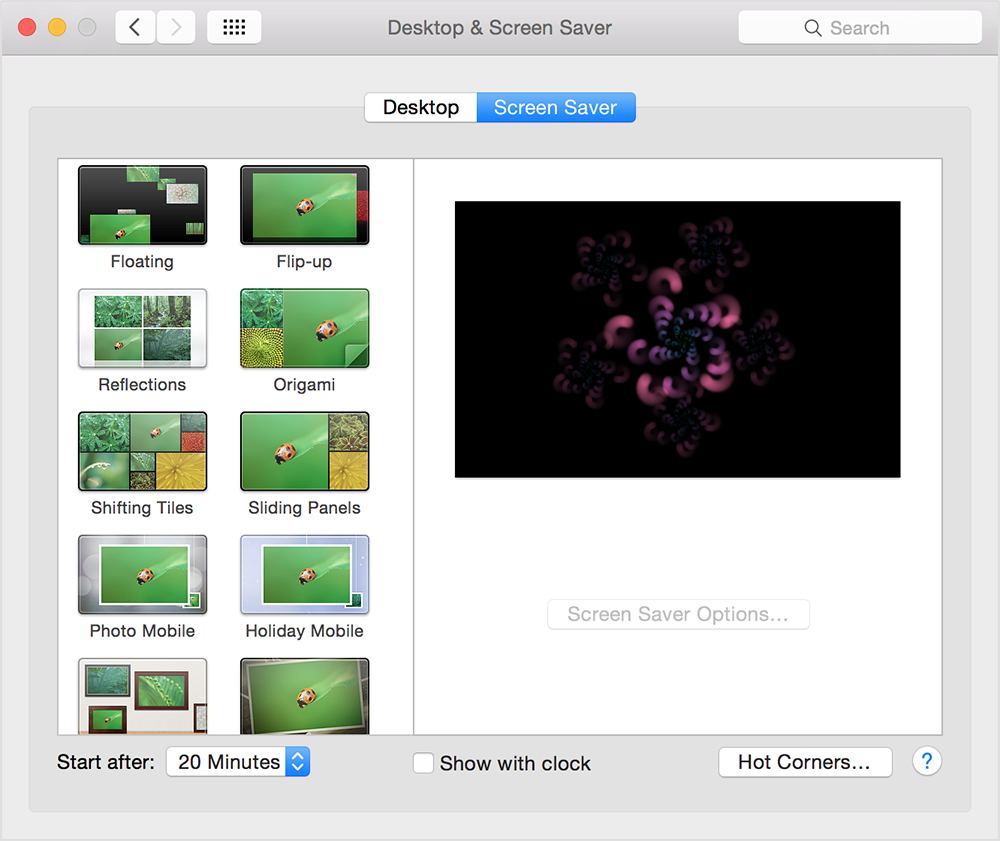 how to turn on screen saver mac