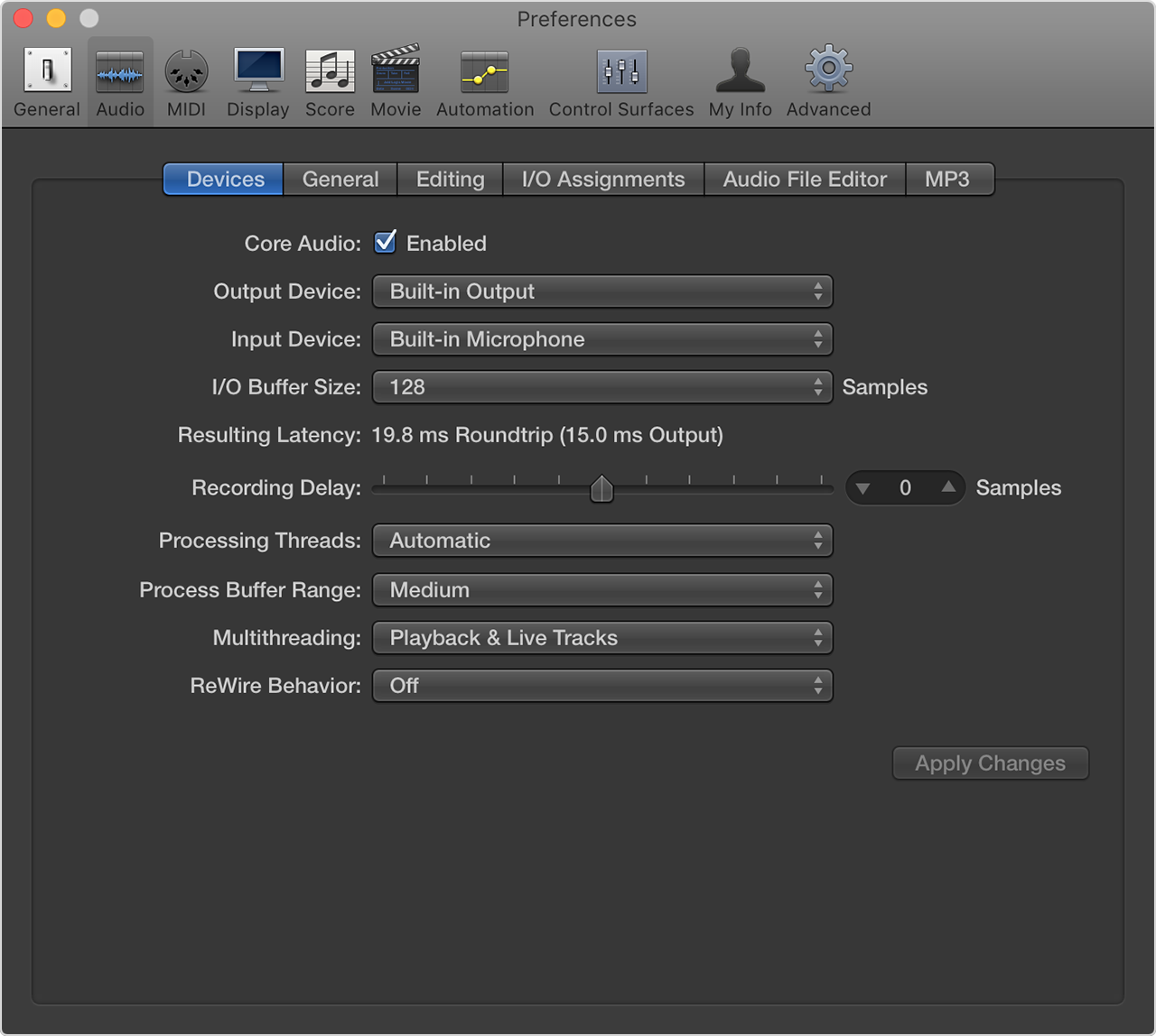 logic pro 10.4 sample rate