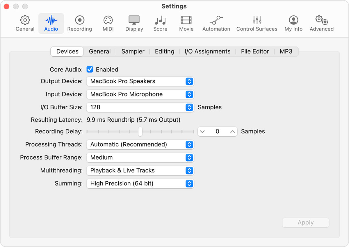 Avoid system overloads in Logic Pro - Apple Support