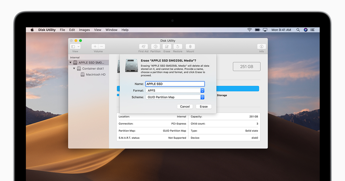 erasing disk utility mac