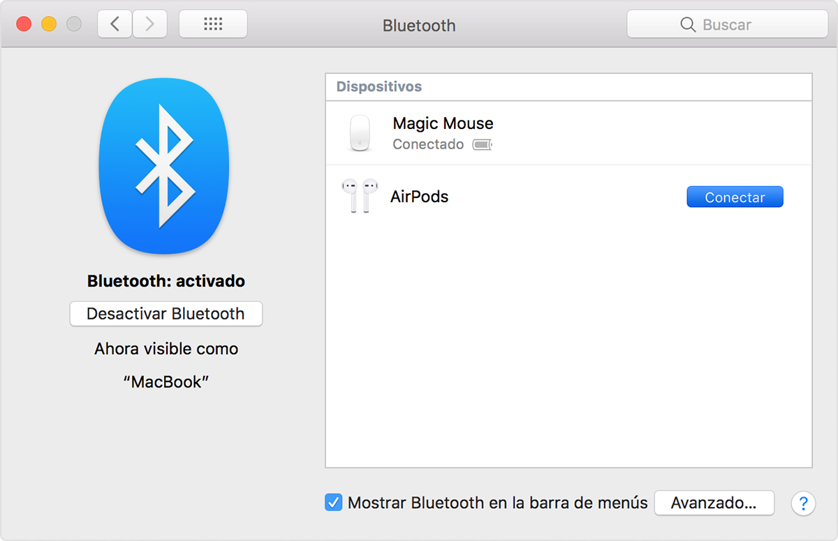 Configurar los AirPods con el Mac y otros dispositivos Bluetooth - Manzana  Renovada
