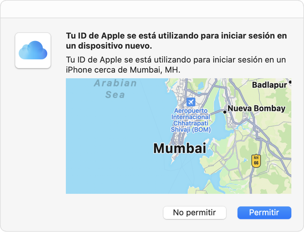 Mapa con Buffalo (NY) marcada de manera prominente. La captura indica que se está utilizando un ID de Apple para iniciar sesión en un iPhone cerca de Buffalo.