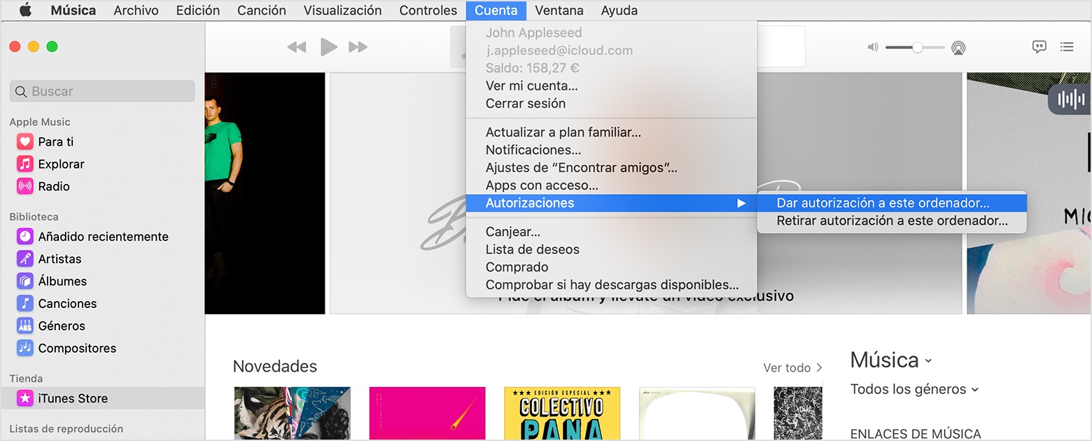 Dar O Retirar La Autorizacion A Un Ordenador Para Hacer Compras En El Itunes Store Soporte Tecnico De Apple