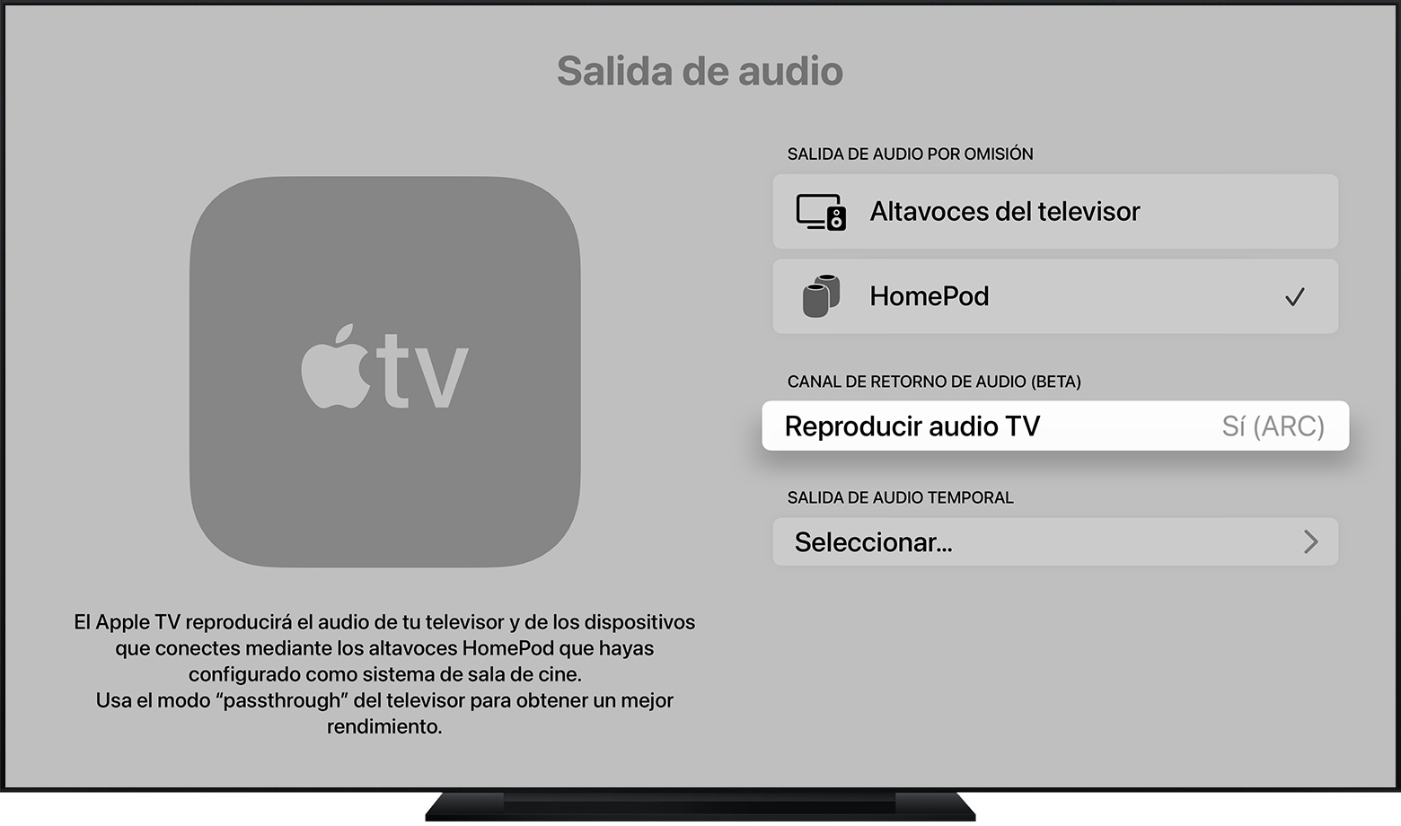 Usa HDMI ARC o eARC con el Apple TV 4K (2.ª generación) - Soporte técnico  de Apple (ES)