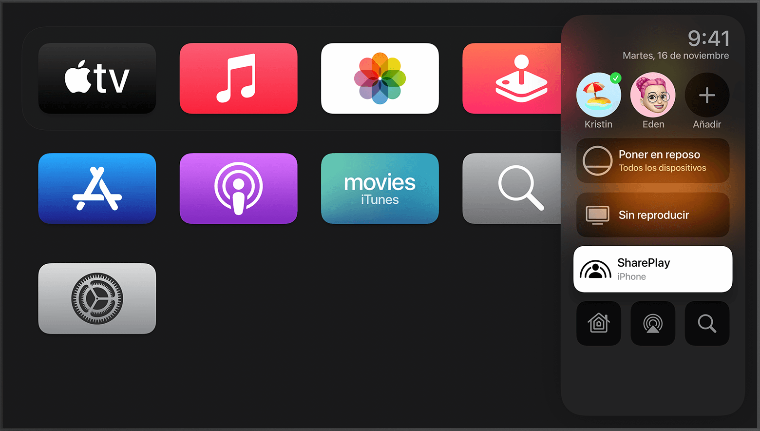 Usar SharePlay para ver películas y programas de televisión juntos en el Apple  TV - Soporte técnico de Apple (ES)
