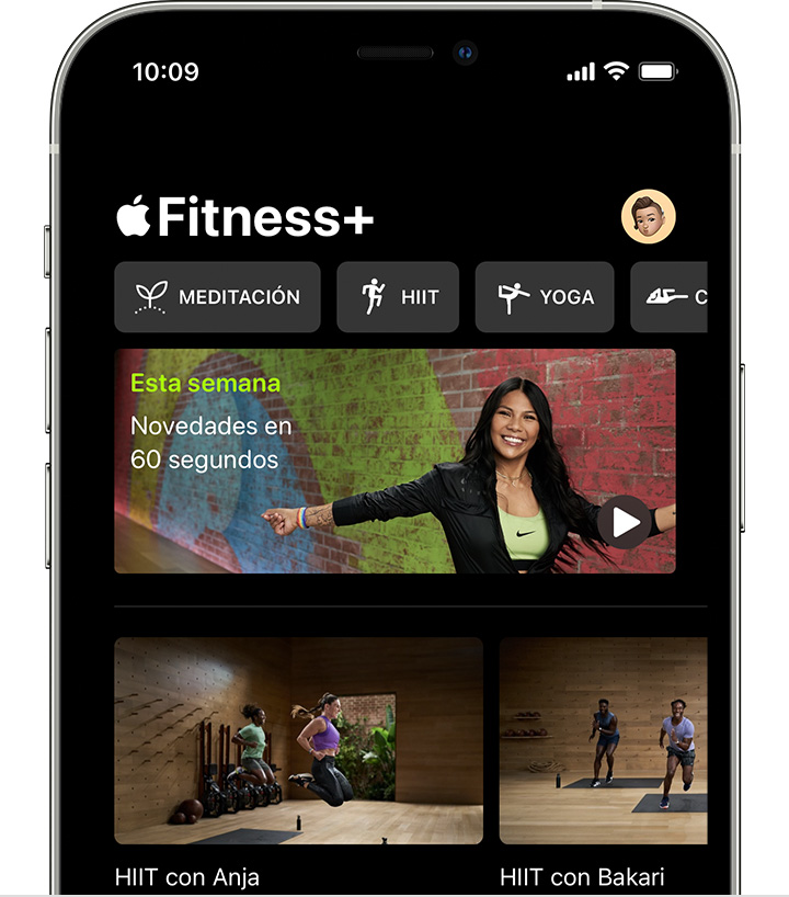 Tipos de entrenos de la app Fitness