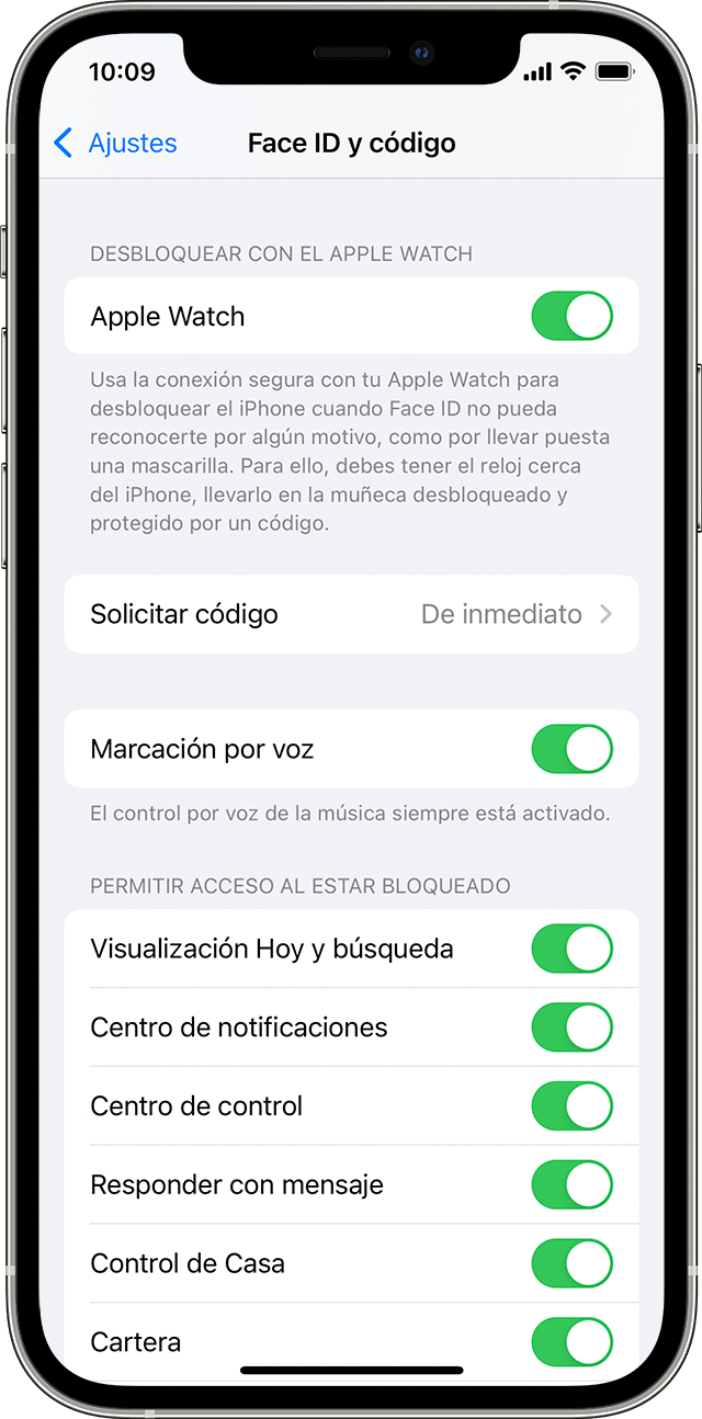 Desbloquear el iPhone con el Apple Watch cuando se usa mascarilla o gafas  de sol - Soporte técnico de Apple (ES)