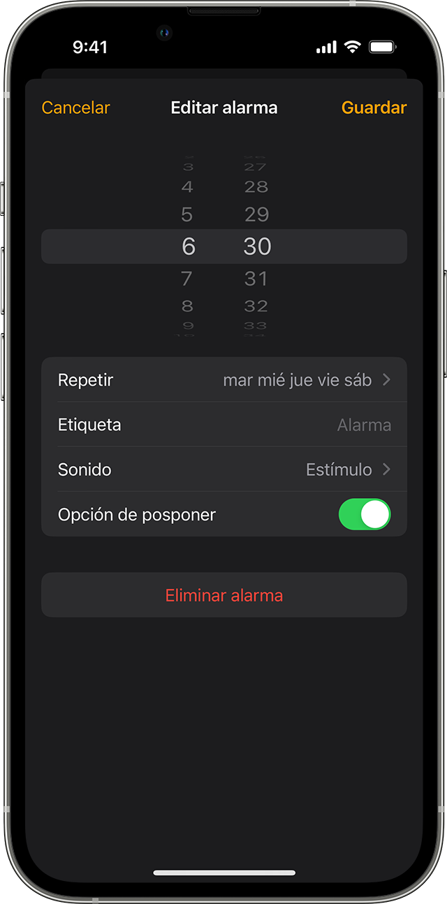 Editar una alarma en el iPhone
