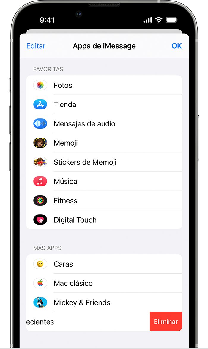 iPhone que muestra cómo eliminar apps de iMessage