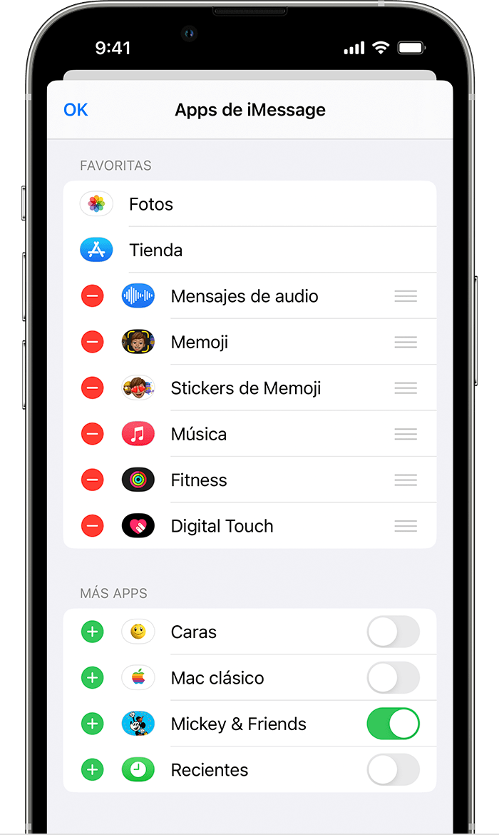 iPhone que muestra cómo eliminar o añadir apps de iMessage