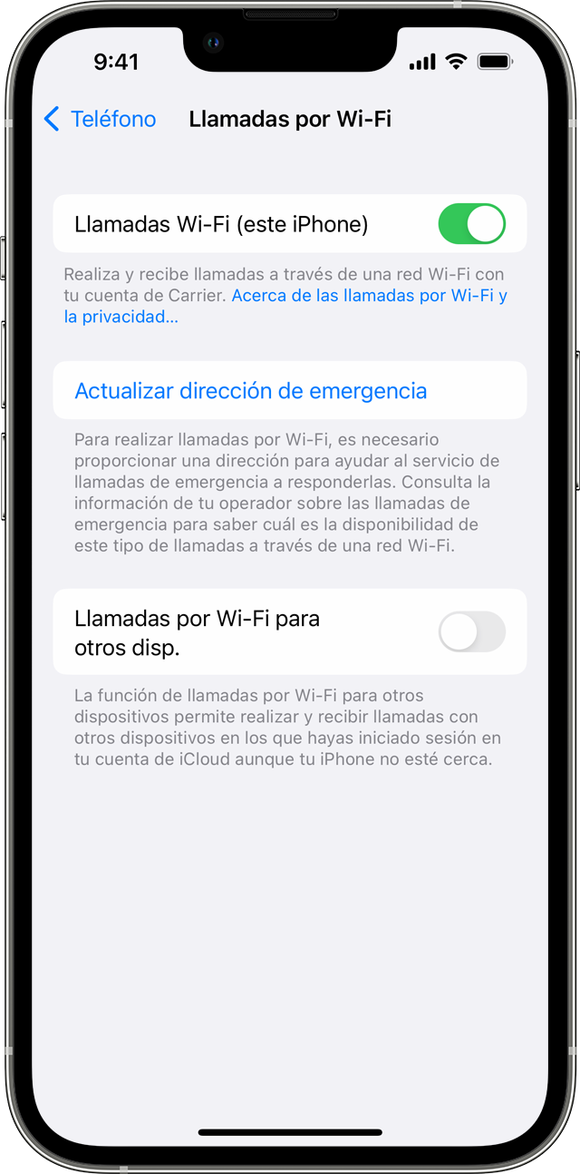 Realizar una llamada con Llamadas por Wi-Fi - Soporte técnico de Apple (ES)
