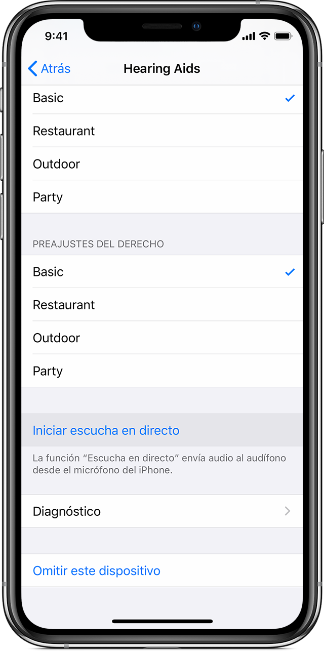 Utilizar Escucha en directo con audífonos Made for iPhone - Soporte técnico  de Apple (ES)
