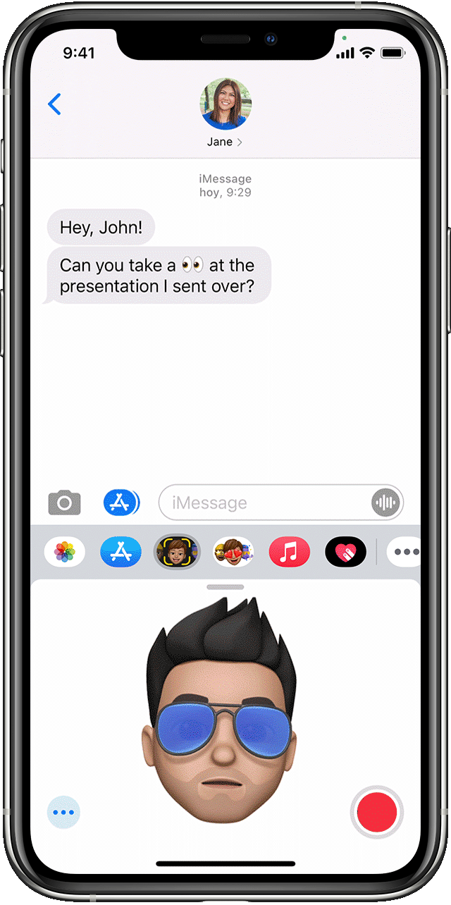 iPhone que muestra cómo usar un Memoji animado
