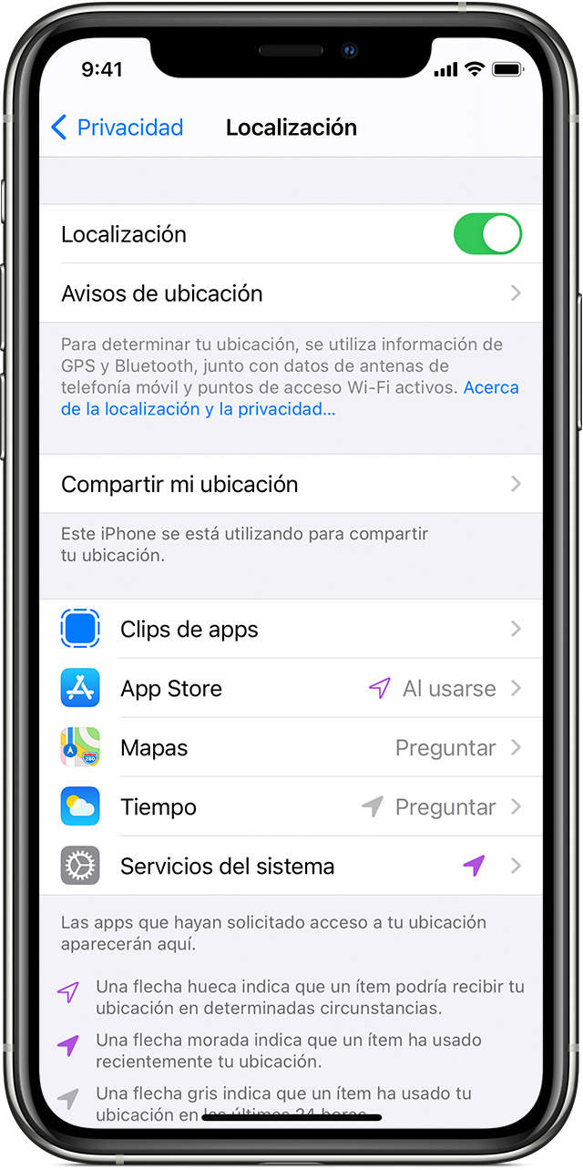 Activa o desactiva la Localización y el GPS en el iPhone, iPad y touch - Soporte técnico de Apple (ES)