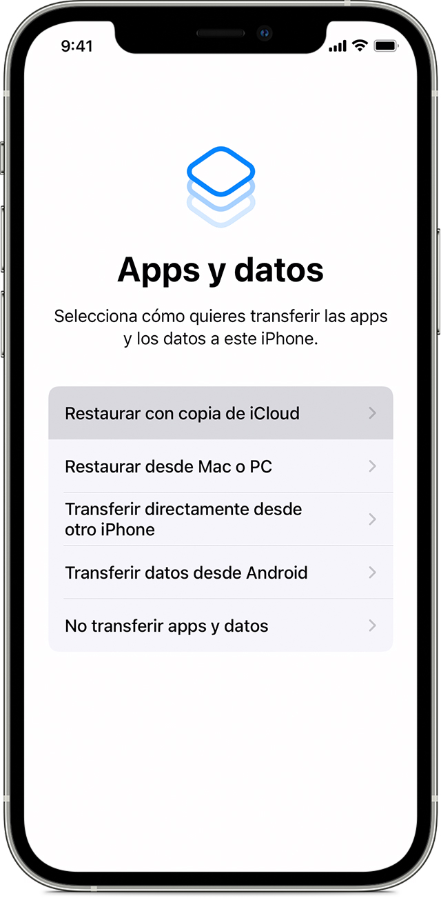 Eliminación Disfraz el fin Transferir datos de un dispositivo iOS o iPadOS anterior a un nuevo iPhone,  iPad, o iPod touch con iCloud - Soporte técnico de Apple (ES)