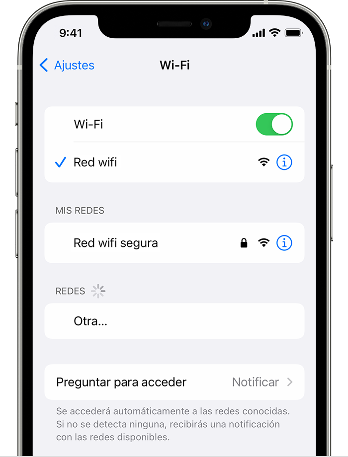 Conectarse a una red wifi en el iPhone, iPad o iPod touch - Soporte técnico  de Apple (ES)