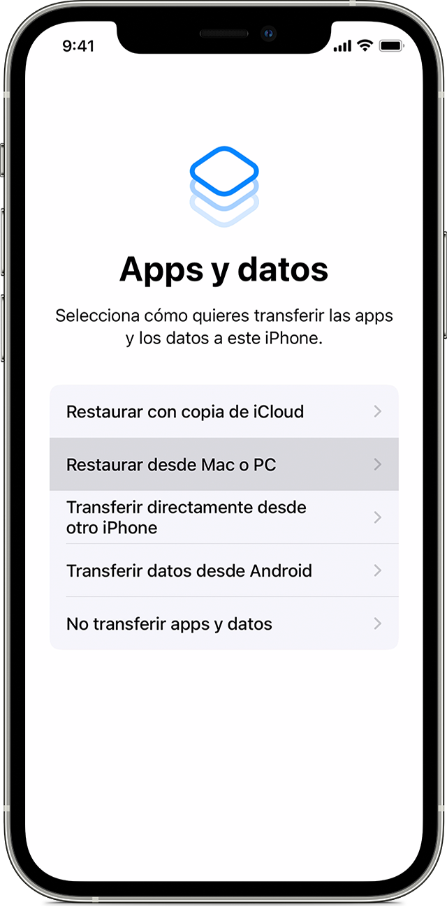 Usar iTunes o el Finder para transferir datos del dispositivo iOS anterior  al nuevo iPhone, iPad, o iPod touch - Soporte técnico de Apple (ES)