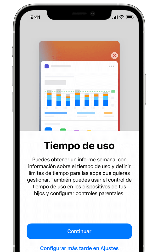 Pantalla que muestra la opción para activar “Tiempo de uso”