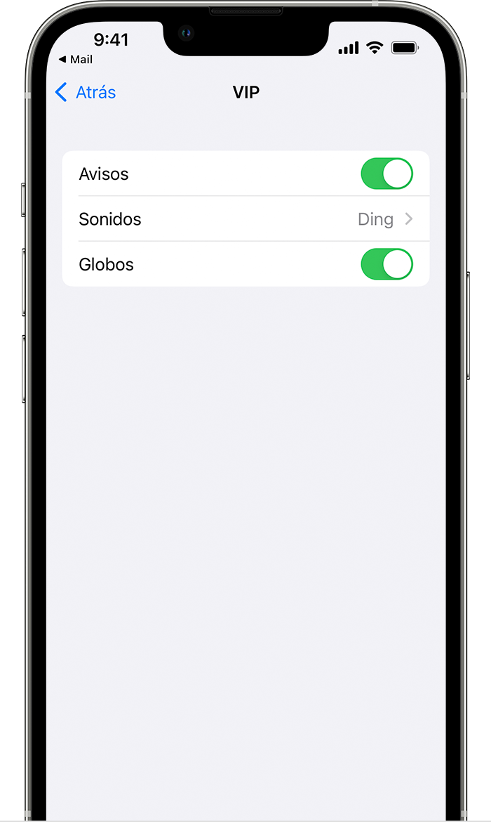 Ajustar las preferencias de alerta para los correos electrónicos VIP en iOS 15