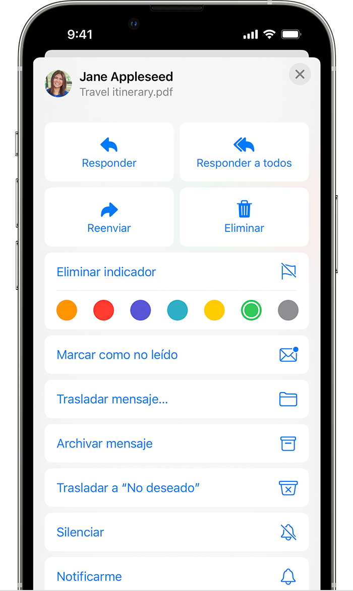 Elegir un color de bandera para marcar correos electrónicos dentro de Mail en iOS 15