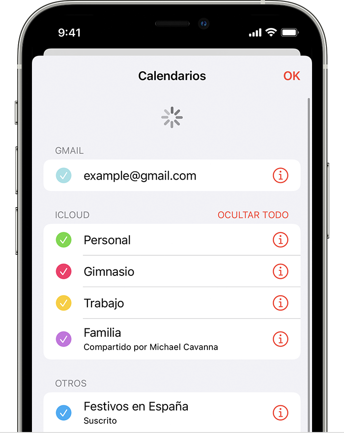 Actualizar los calendarios de iCloud en el iPhone