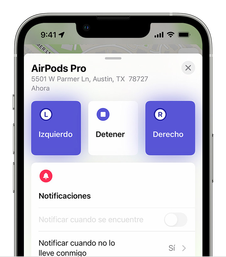 Utilizar la app Buscar para reproducir un sonido en los AirPods