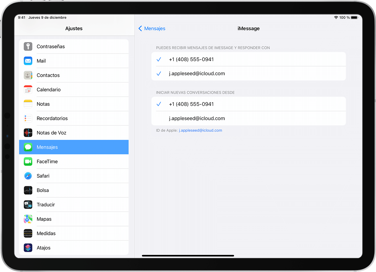 iPad en el que se muestra cómo activar o desactivar tu número de teléfono