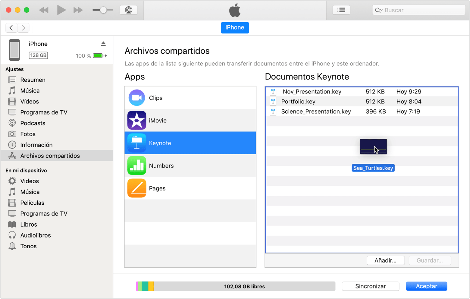 Algebraico duda Mandíbula de la muerte Usar iTunes para compartir archivos entre un ordenador y un dispositivo iOS  o iPadOS - Soporte técnico de Apple (ES)