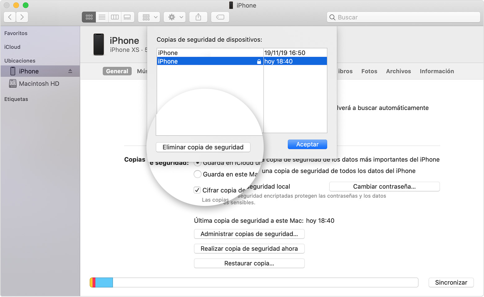 Copia seguridad iphone en mac
