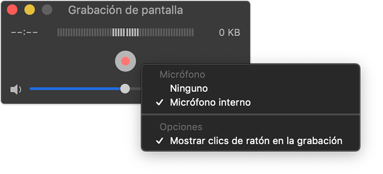 Configuración para grabar la pantalla de QuickTime