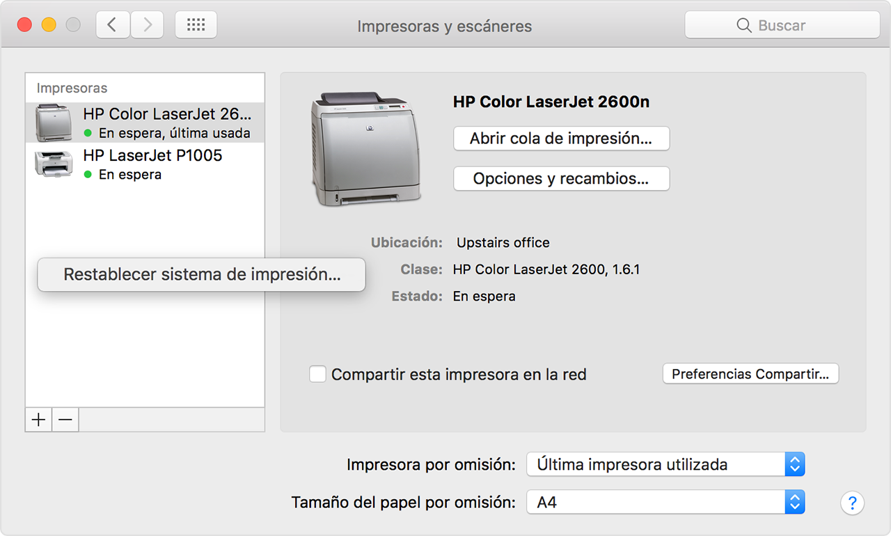 conectar impresora hp wifi mac