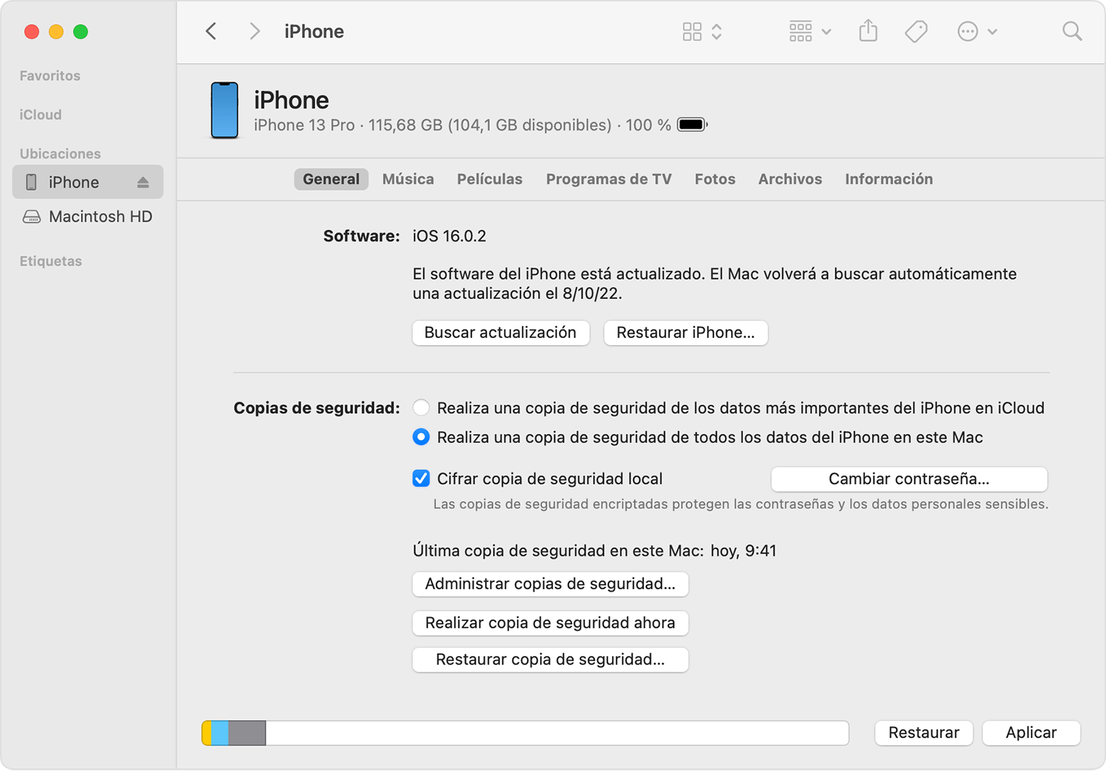 Acerca de las copias de seguridad encriptadas en el iPhone, iPad o iPod  touch - Soporte técnico de Apple (ES)