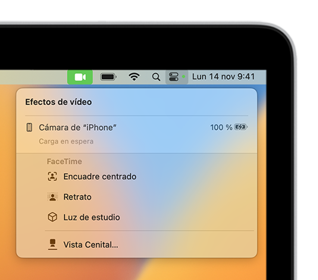 Continuidad en Cámara: usa el iPhone como cámara web para el Mac - Soporte  técnico de Apple (ES)