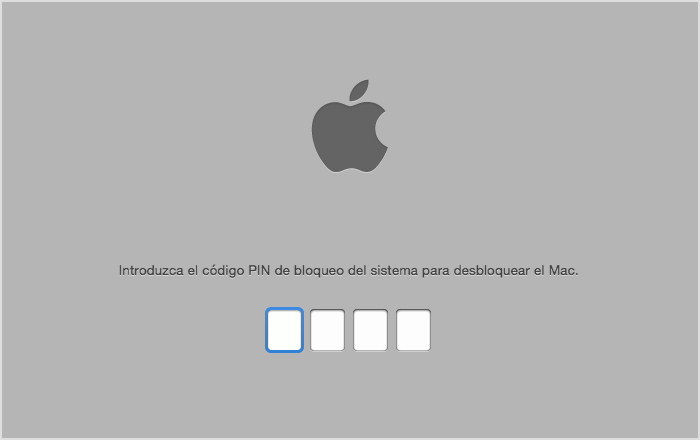  Logotipo de Apple con espacios en blanco para un código PIN debajo