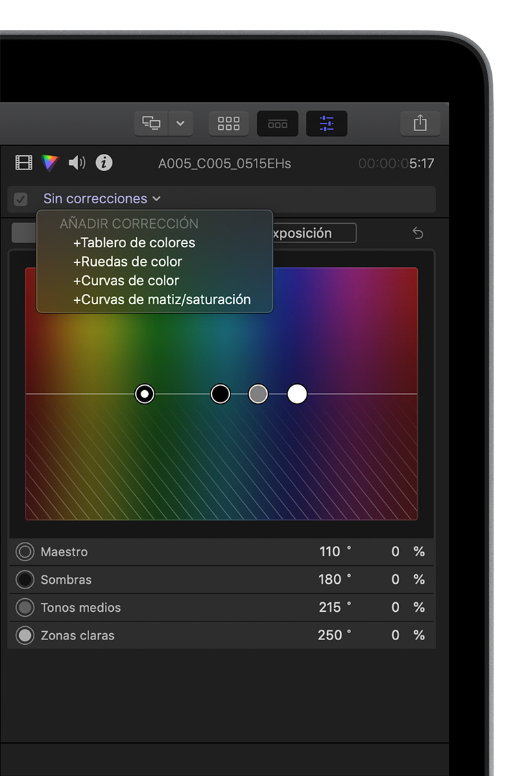 Utilizar herramientas de corrección de color en Final Cut Pro X y