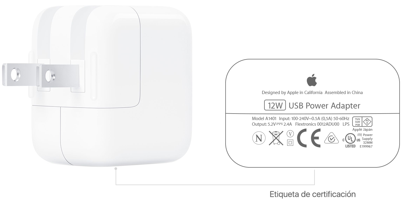 Cargador Ipad completo 12w + cable USB - Apple